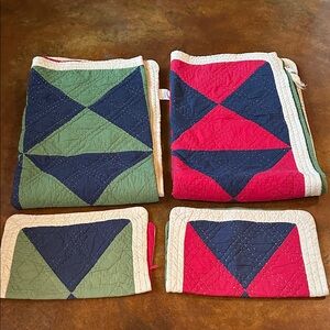 Pottery Barn Kids Red, Green, and Blue Patchwork Quilt